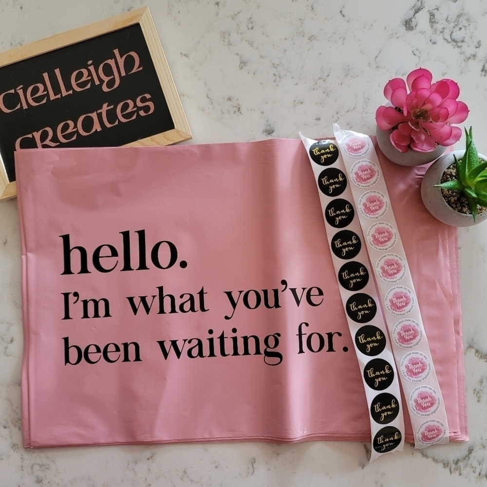 🌞2 for $20🌞 Poly Mailers & matching stickers - hello I'm what.....